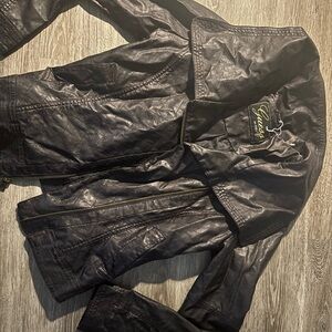 Guess Quilted Black Leather Jacket